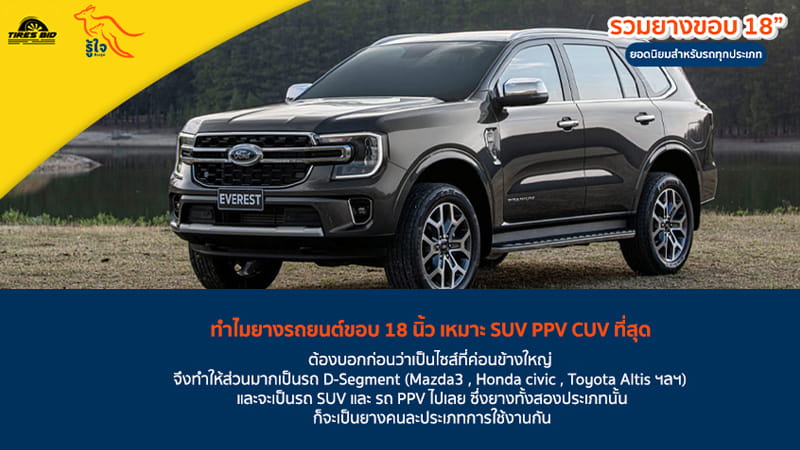 ยางรถยนต์ขอบ 18 นิ้ว เหมาะกับรถ SUV PPV CUV